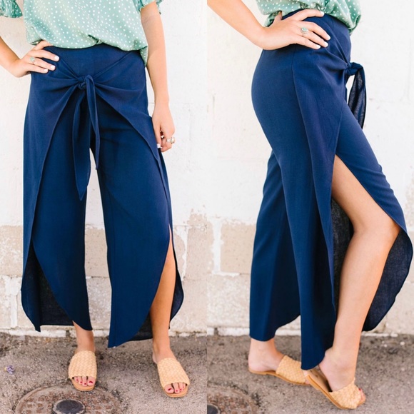 Love Riche Pants - FINAL PRICE❗️ Wrap Fall Up Tie Front Pants In Navy